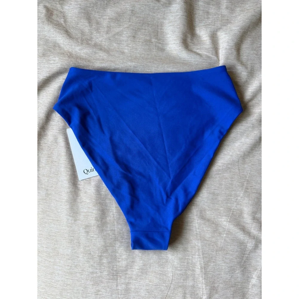 quince italian high-rise high-leg bikini bottom swimsuit electric blue x-small